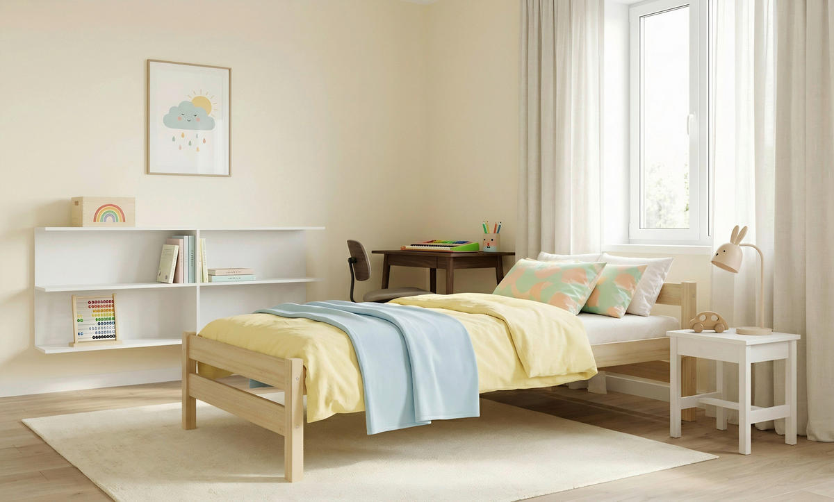 KINDER-/JUNIORBETT - Birkefarben/Kieferfarben, MODERN, Holz (80/160cm) - MID.YOU