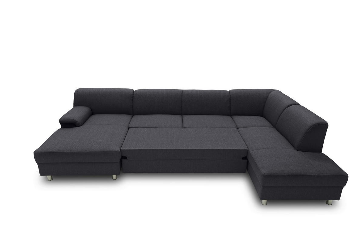 WOHNLANDSCHAFT in Webstoff Schlammfarben  - Chromfarben/Schlammfarben, KONVENTIONELL, Textil/Metall (150/308/195cm) - MID.YOU
