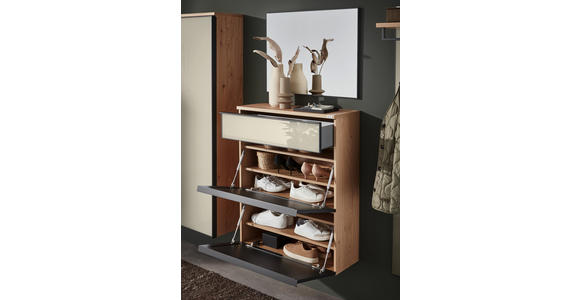 SCHUHKIPPER  in 84/102/31 cm  - Eichefarben/Anthrazit, Design, Glas/Holz (84/102/31cm) - Dieter Knoll