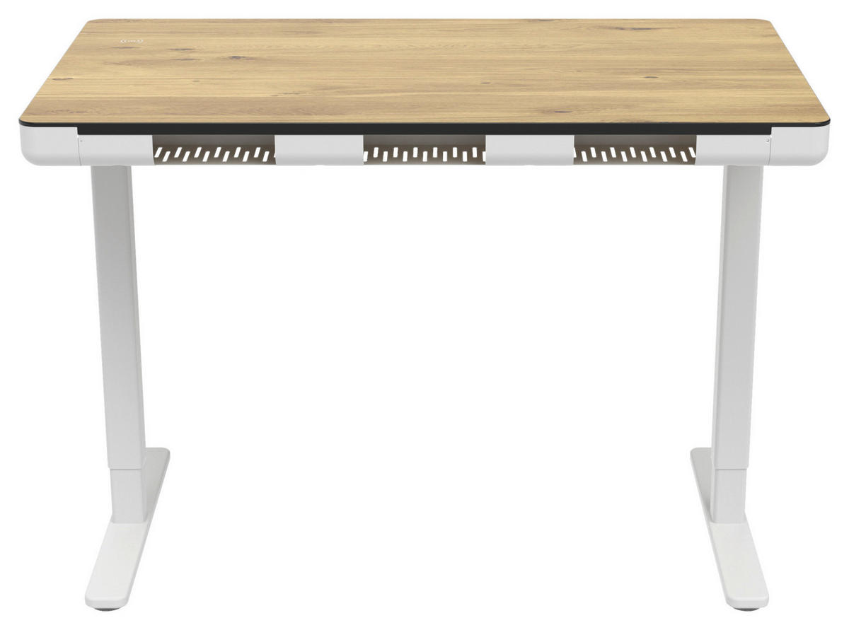 SKRIVBORD 120/70/73-118 cm  i vit, ek Artisan  - vit/ek Artisan, Klassisk, metall/trämaterial (120/70/73-118cm) - Xora