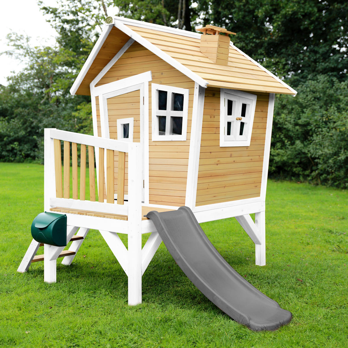 SPIELHAUS 264/203/177 cm  - Braun/Weiß, KONVENTIONELL, Holz/Kunststoff (264/203/177cm) - Ambia Garden