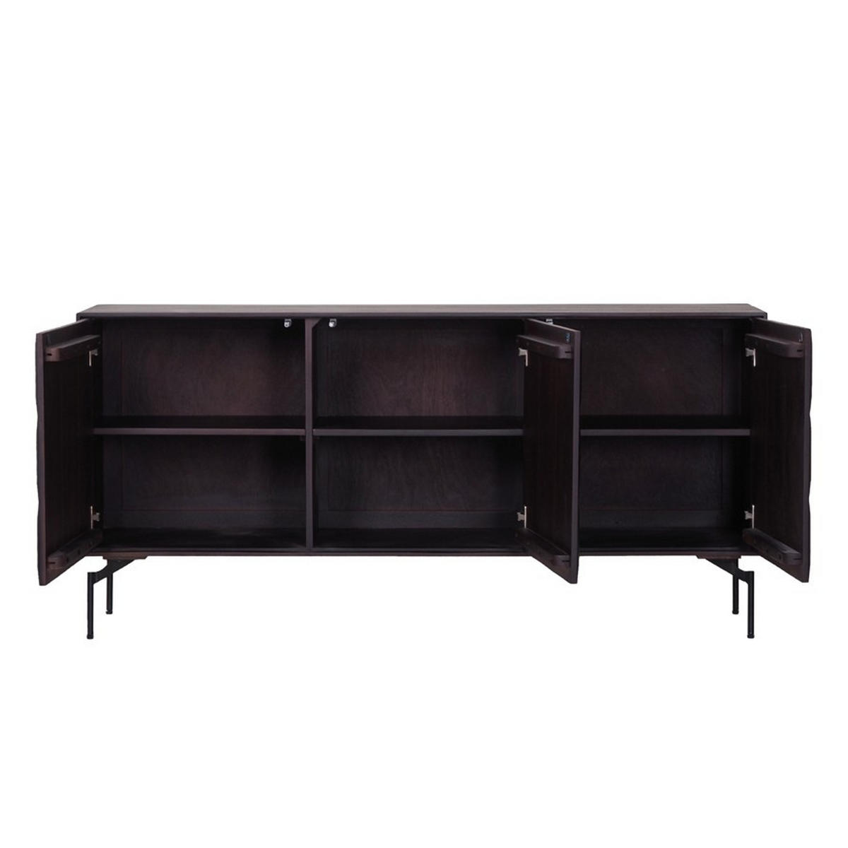 SIDEBOARD  in 160/76/40 cm  - Nussbaumfarben/Schwarz, KONVENTIONELL, Holz/Metall (160/76/40cm) - Livetastic