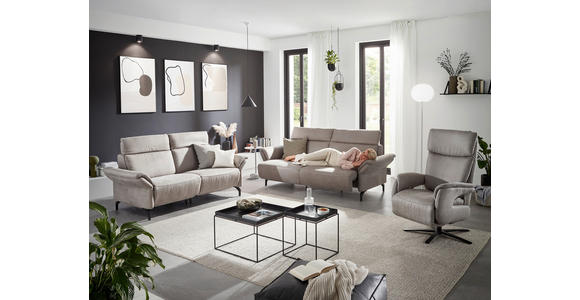 2-SITZER-SOFA Lederlook Hellgrau - Hellgrau/Schwarz, KONVENTIONELL, Textil/Metall (194/103/92cm) - Dieter Knoll