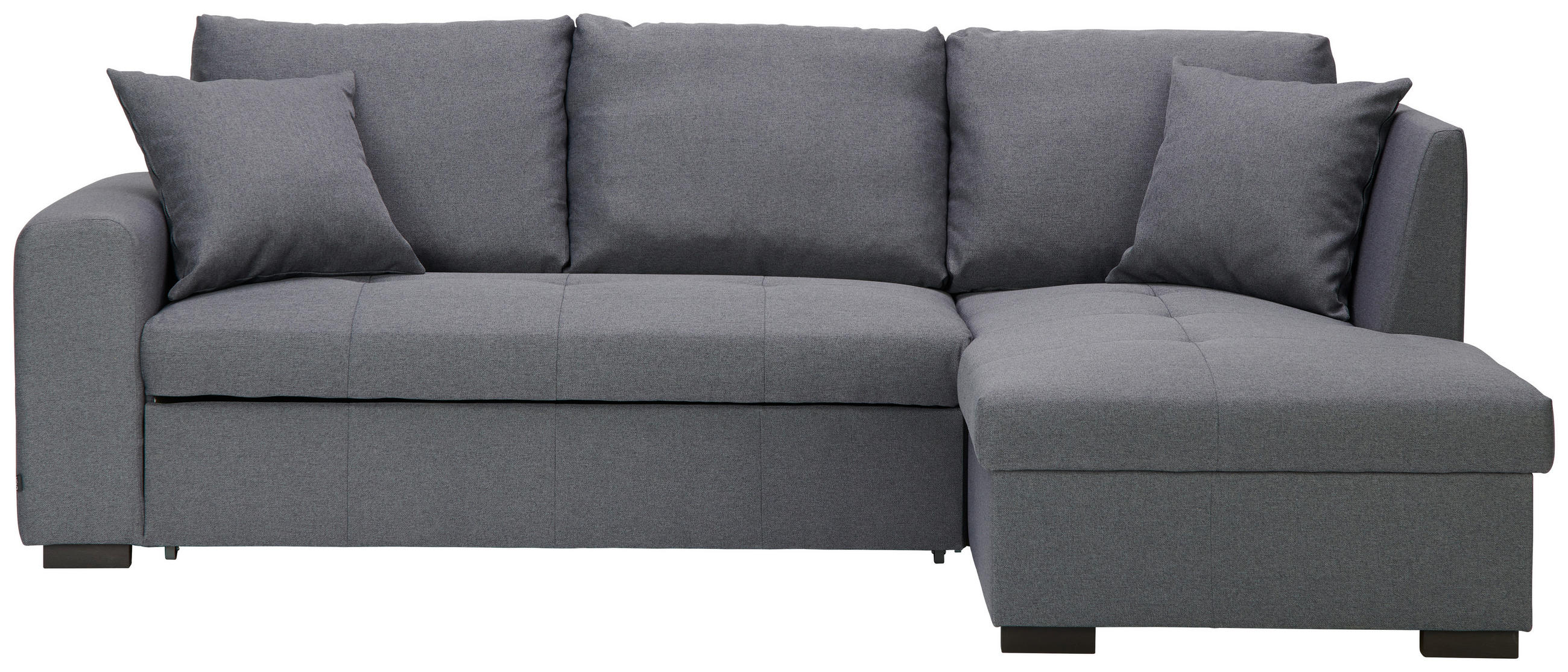ECKSOFA inkl.Funktionen Grau Webstoff Zierkissen, Rückenkissen, Bettkasten, Schlaffunktion  - Schwarz/Grau, Design, Kunststoff/Textil (238/158cm) - Xora