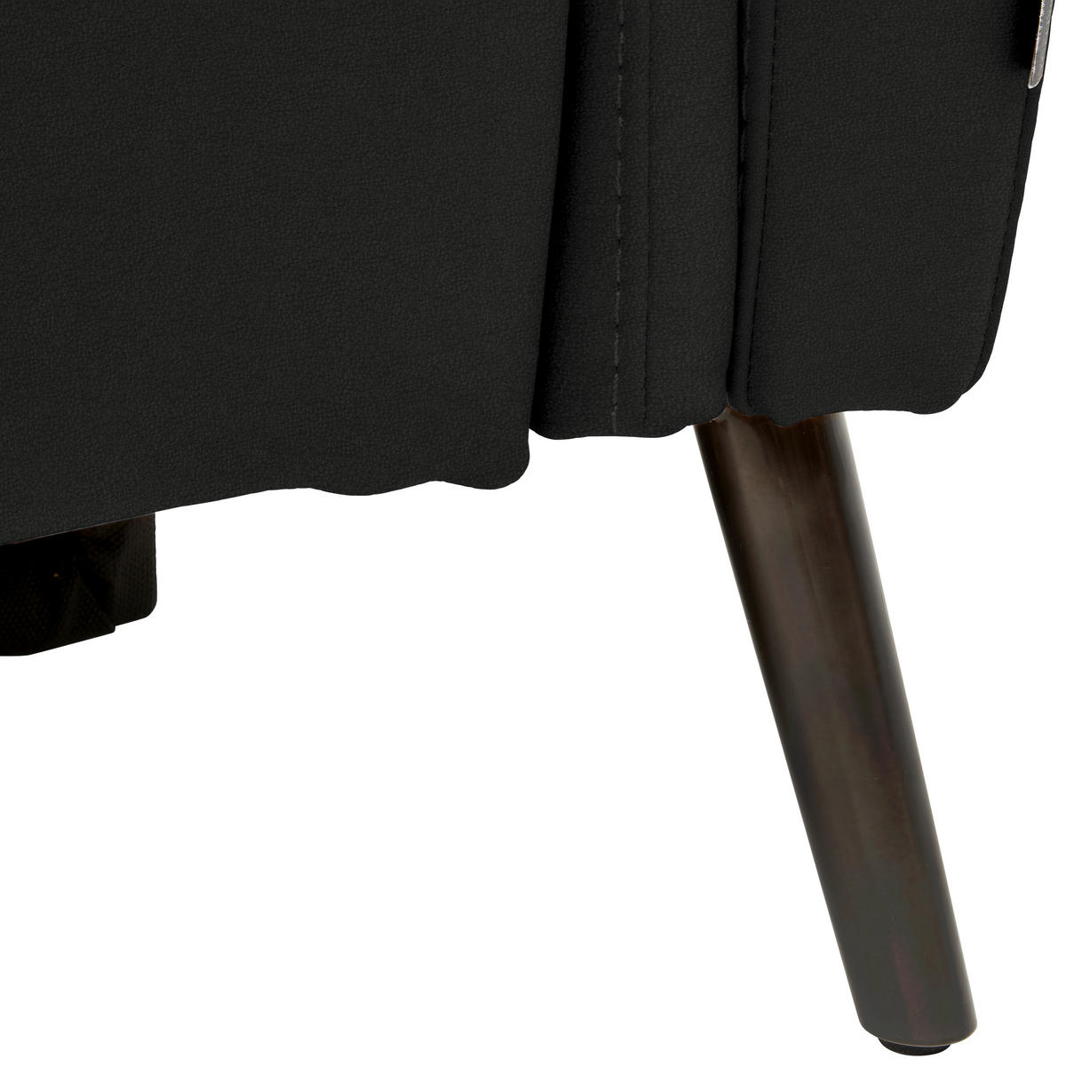 3-SITZER-SOFA Echtleder Schwarz  - Schwarz, Design, Leder/Metall (210/79/104cm) - Belluti