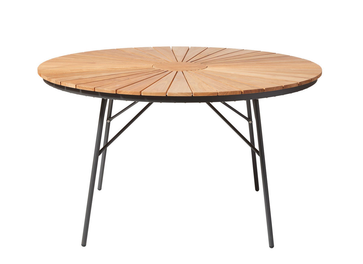 GARTENTISCHGRUPPE  - Anthrazit/Schwarz, Natur, Holz/Kunststoff (180/180/74cm) - Gardenson