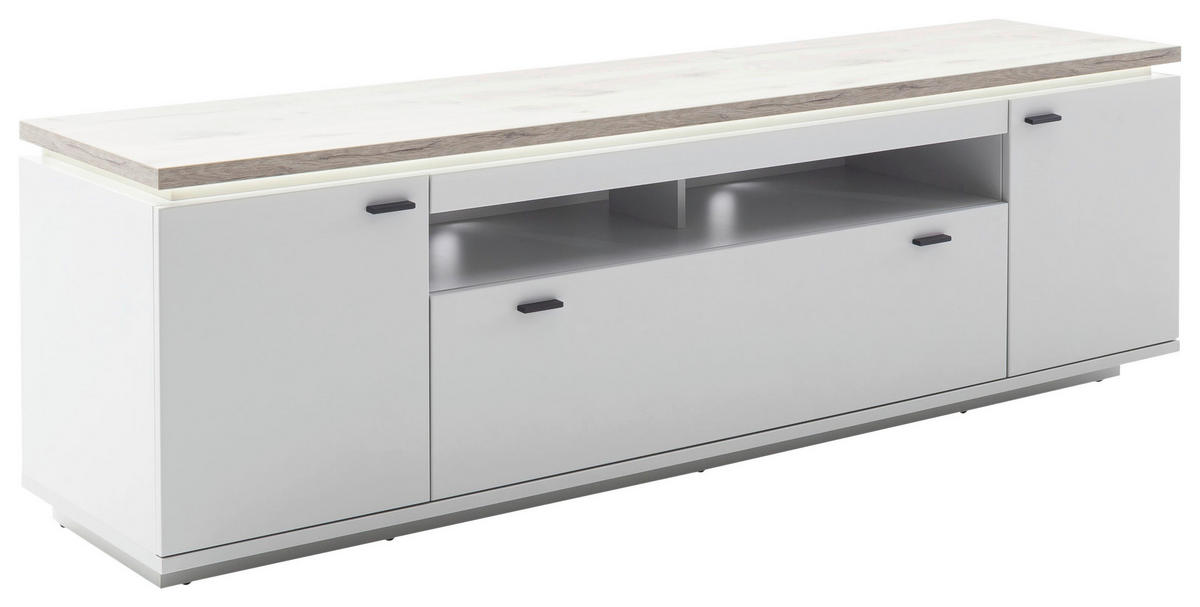 LOWBOARD Grau, Eichefarben  210/65/50 cm  - Eichefarben/Anthrazit, Design, Holzwerkstoff/Metall (210/65/50cm) - Stylife