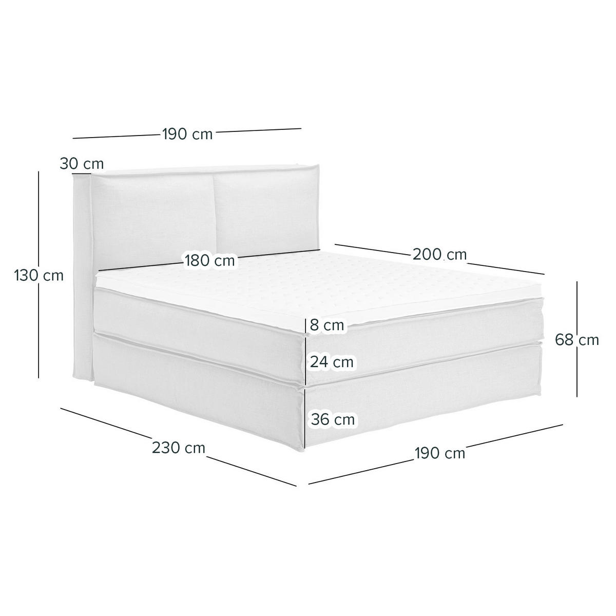 BOXSPRINGBETT 180/200 cm  in Creme  - Creme/Schwarz, Design, Textil (180/200cm) - home24