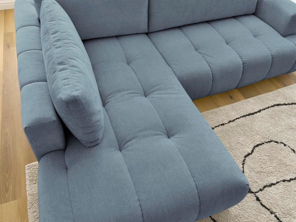 ECKSCHLAFSOFA FUJI Leinenoptik Hellblau  inkl.  - Schwarz/Hellblau, MODERN, Kunststoff/Textil (204/282cm)