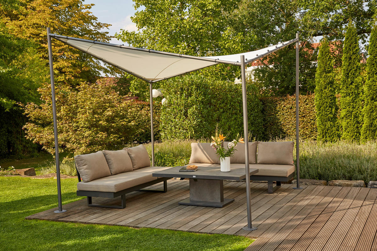 PAVILLON 300/209/300 cm Stahl  - Anthrazit/Hellgrau, KONVENTIONELL, Textil/Metall (300/209/300cm) - Siena Garden