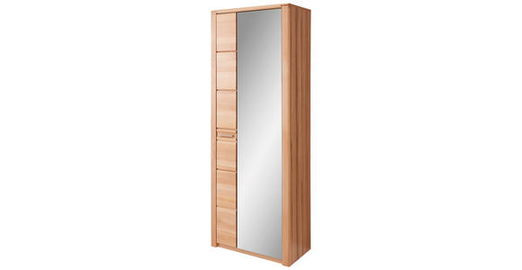 GARDEROBENSCHRANK 74/201/40 cm  - Edelstahlfarben/Buchefarben, Natur, Glas/Holz (74/201/40cm) - Linea Natura