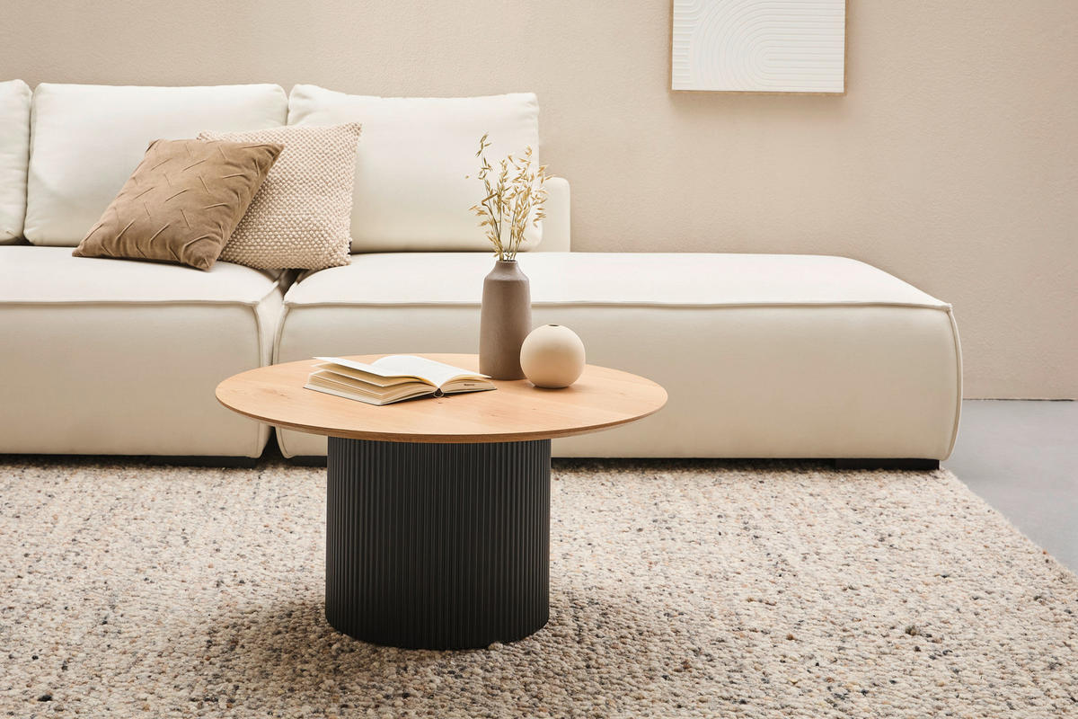 KONFERENČNÝ STOLÍK, čierna, farba duba, drevo, kompozitné drevo, 80/80/40 cm - čierna/farba duba, Design, drevo/kompozitné drevo (80/80/40cm) - Stylife