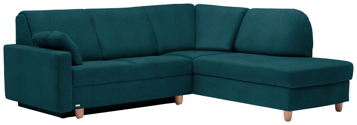 ECKSOFA  in Flachgewebe Petrol  227/208 cm  - Eichefarben/Rot, KONVENTIONELL, Holz/Textil (227/208cm) - Sedda