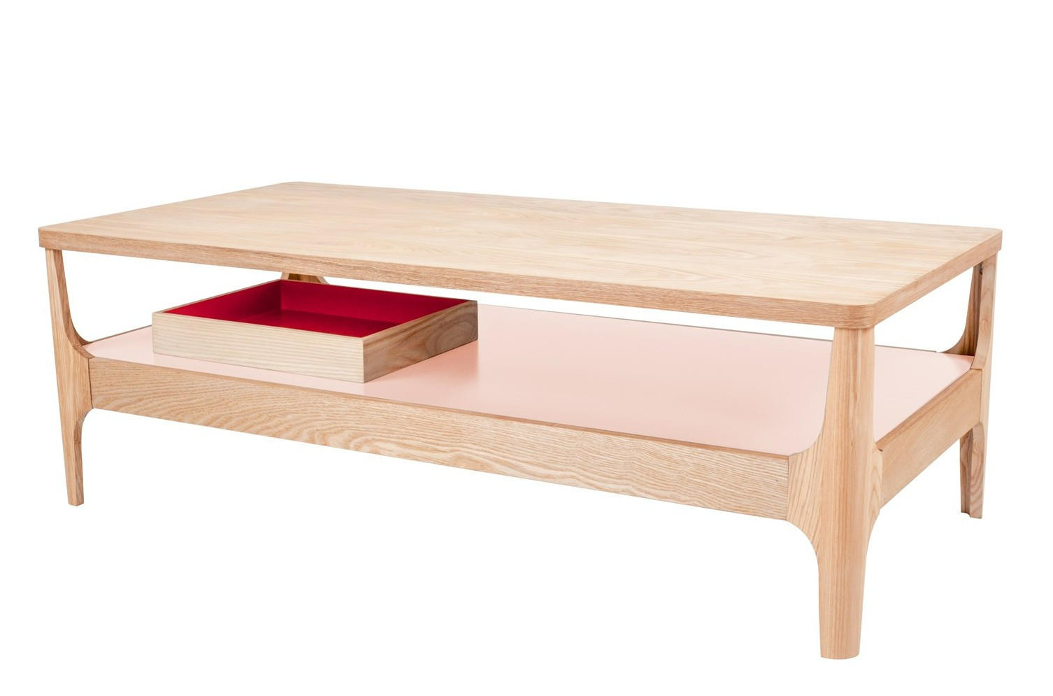BEISTELLTISCH 120 cm/40 cm/60 cm cm Rot, Eschefarben, Hellrosa  - Hellrosa/Eschefarben, Design, Holz (120 cm/40 cm/60 cmcm) - Kayoom