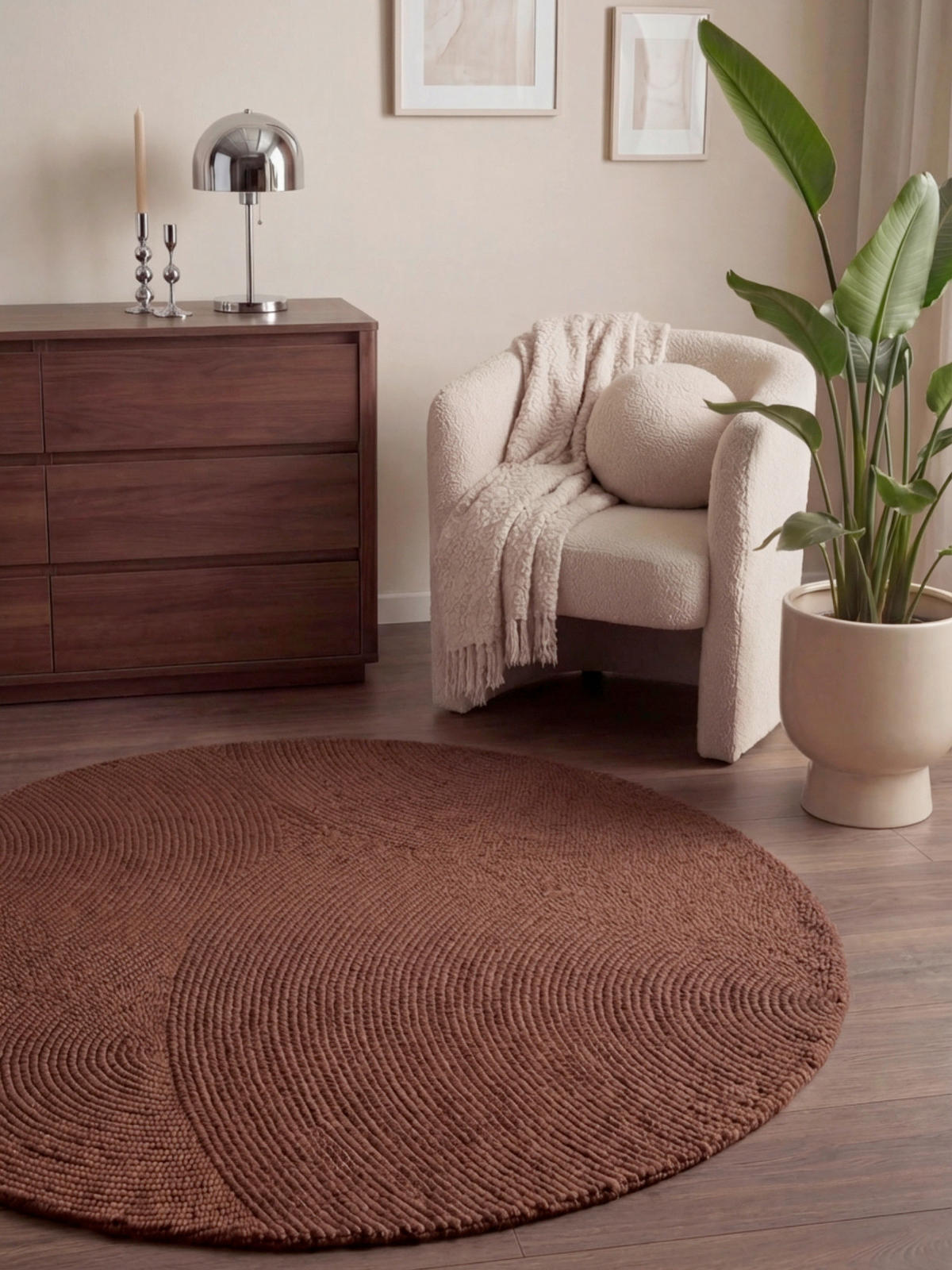 WOLLTEPPICH 200 cm Calmio Rotbraun rund  - Rotbraun, Basics, Textil (200cm) - Hanse Home