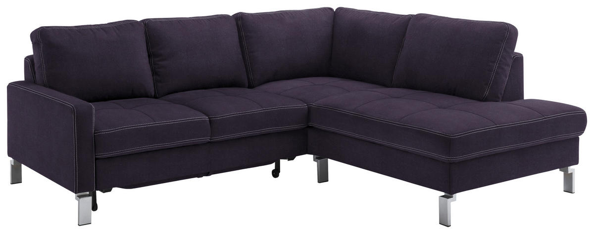 ECKSOFA in Mikrofaser Schwarz  - Chromfarben/Beige, Design, Textil/Metall (229/200cm) - Pure Home Lifestyle