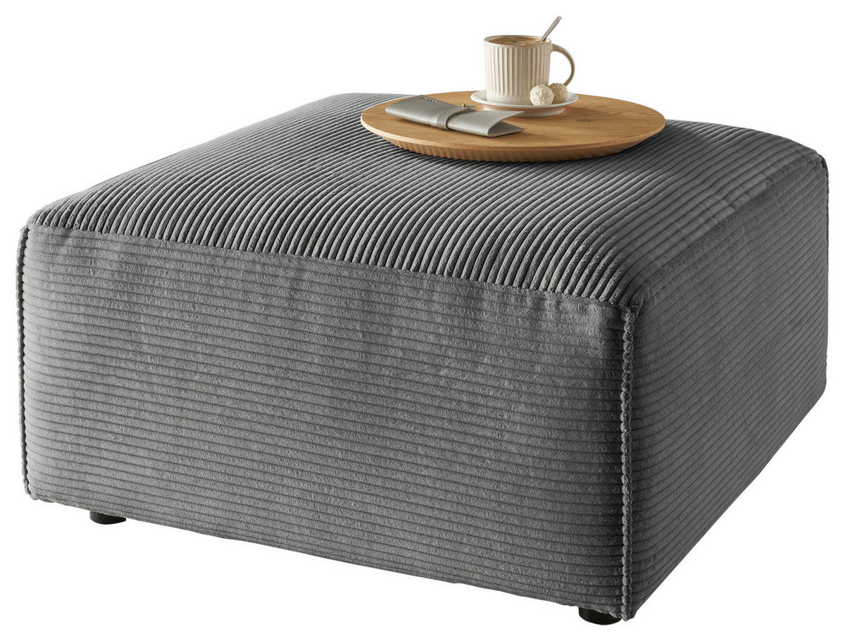 HOCKER Cord Dunkelgrau  - Dunkelgrau/Schwarz, Design, Kunststoff/Textil (80/42/80cm) - Pure Home Lifestyle