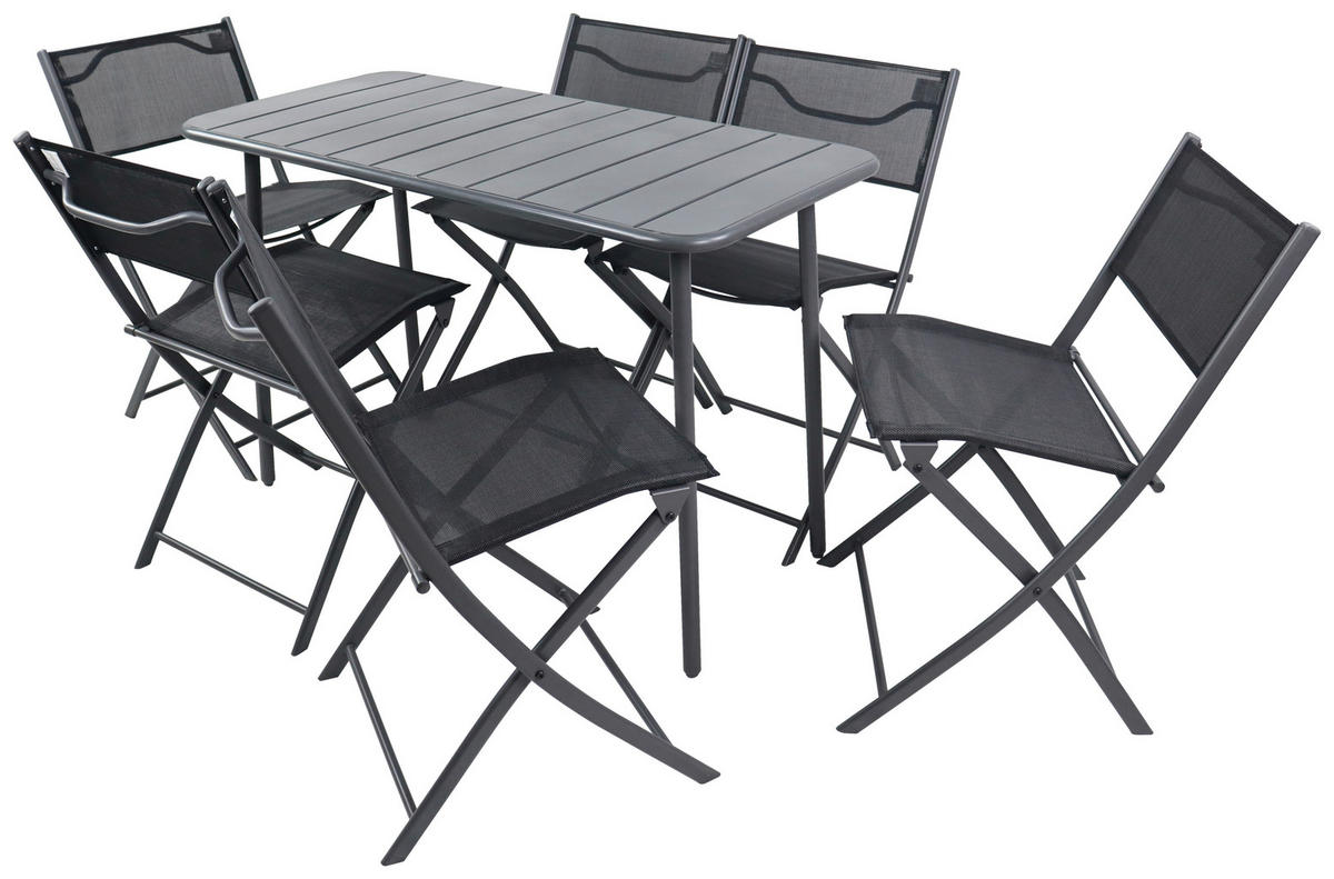 GARTENSET  7-teilig  - Schwarz, Modern, Kunststoff/Textil - Ambia Garden