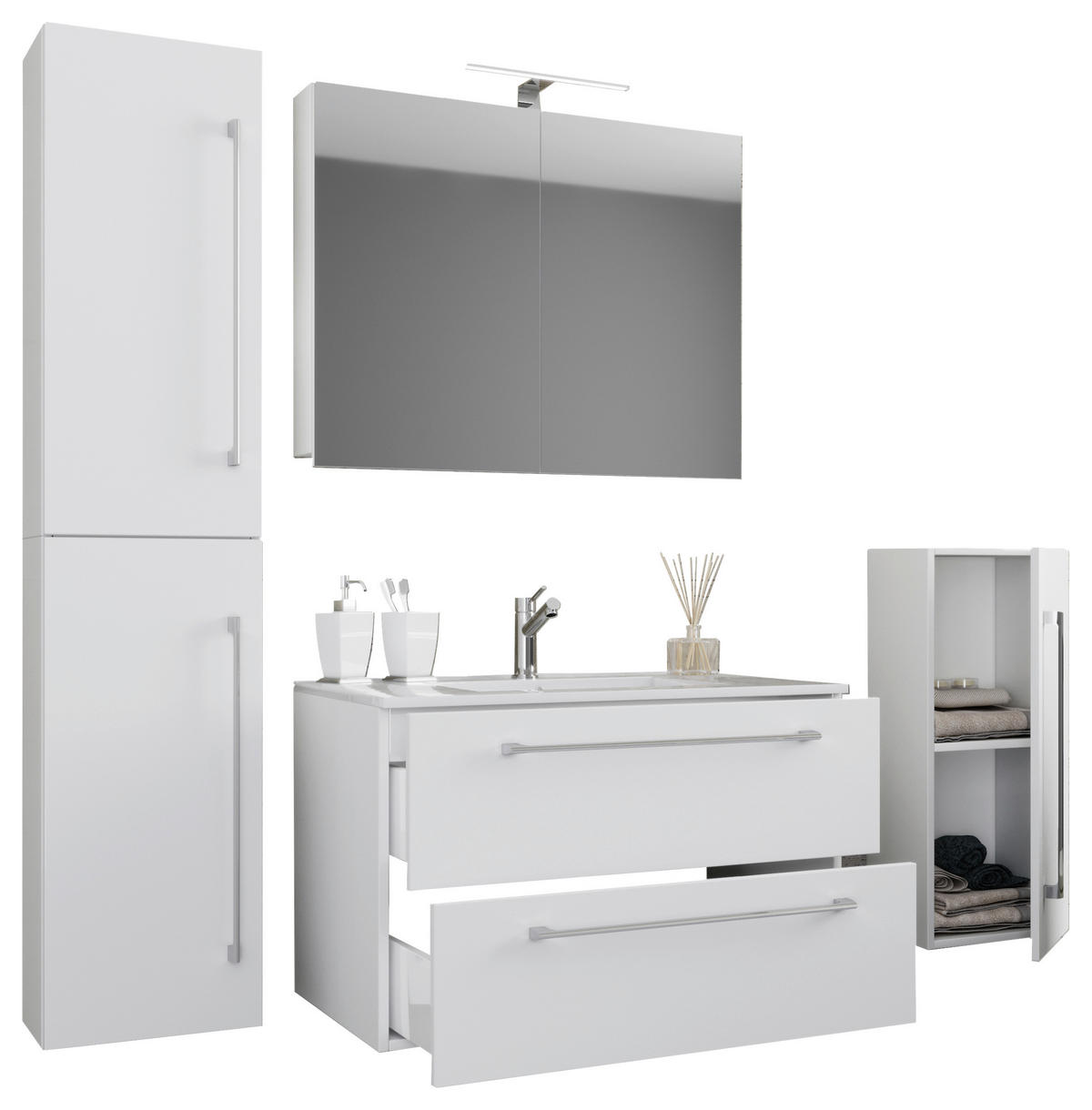 BADEZIMMER  in 147 cm  - Weiss/Grau, Modern, Keramik/Holzwerkstoff (147cm) - MID.YOU
