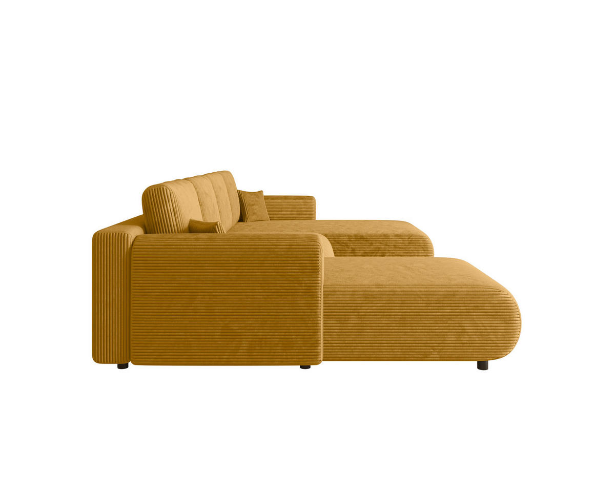 WOHNLANDSCHAFT Currygelb Cord  - Currygelb/Schwarz, KONVENTIONELL, Textil (200/360/200cm) - Xora