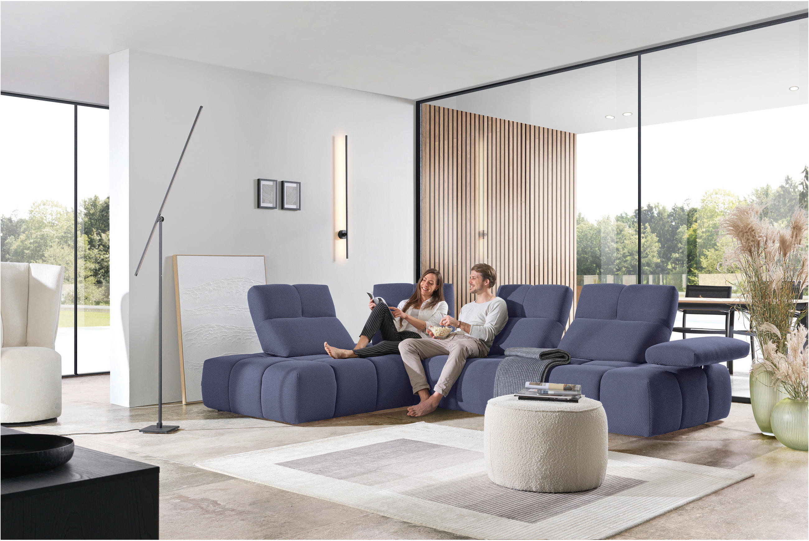 ECKSOFA in Struktur Violett  - Violett/Schwarz, Design, Kunststoff/Textil (233/313cm) - Emilio Belluti