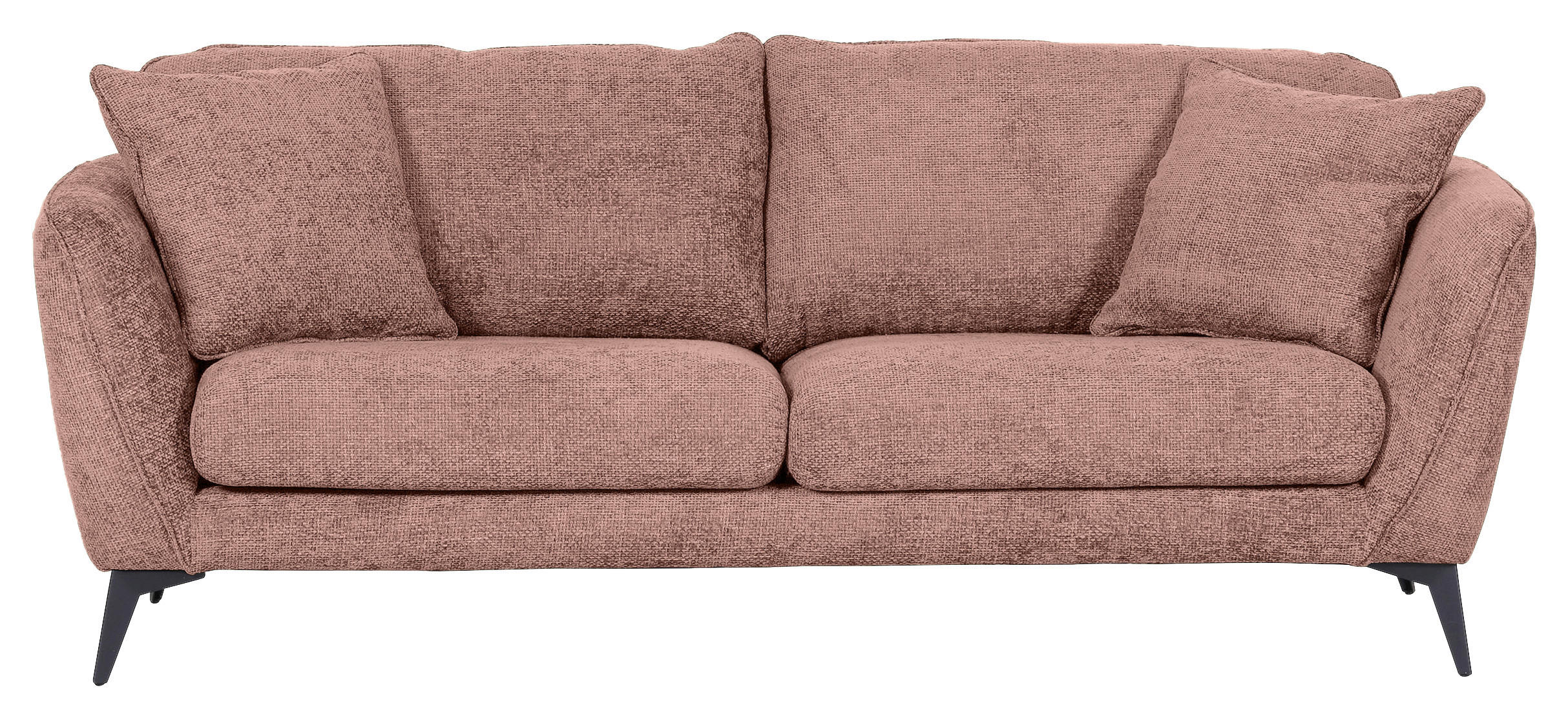BIGSOFA in Chenille Altrosa  - Schwarz/Altrosa, Konventionell, Textil/Metall (215/70/98cm) - Carryhome