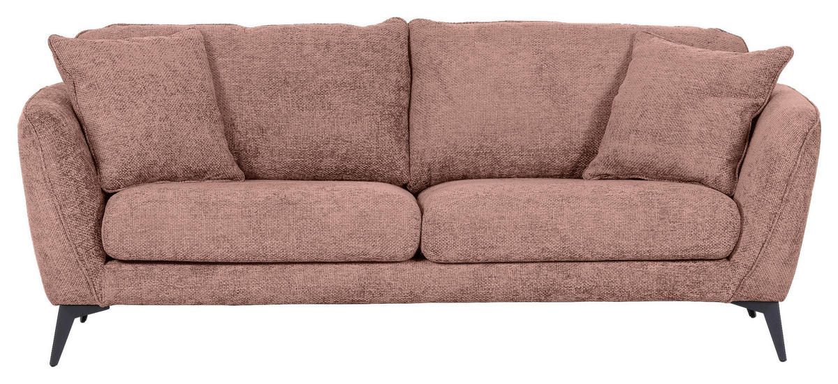 BIGSOFA in Chenille Altrosa  - Schwarz/Altrosa, Konventionell, Textil/Metall (215/70/98cm) - Carryhome