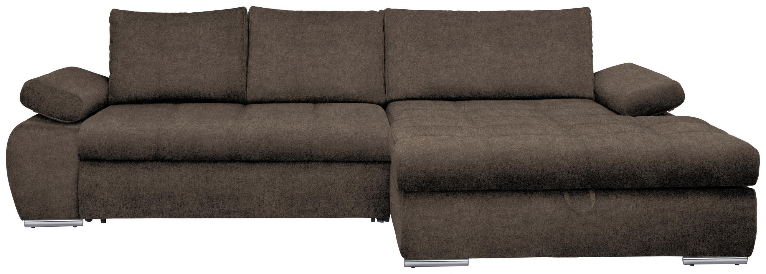 SAROKKANAPÉ textil szürkésbarna  - krómszínű/szürkésbarna, Design, műanyag/textil (294/173cm) - Carryhome