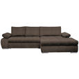 ECKSOFA Graubraun Flachgewebe  - Chromfarben/Graubraun, Design, Kunststoff/Textil (294/173cm) - Carryhome