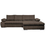 ECKSOFA in Flachgewebe Graubraun  294/173 cm  - Chromfarben/Graubraun, Design, Kunststoff/Textil (294/173cm) - Carryhome