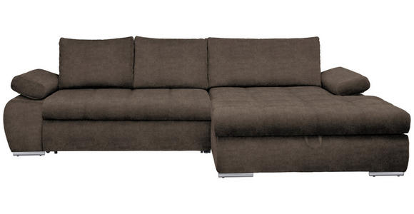ECKSOFA Graubraun Flachgewebe  - Chromfarben/Graubraun, Design, Kunststoff/Textil (294/173cm) - Carryhome