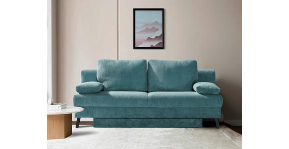 SCHLAFSOFA in Cord Türkis - Türkis/Schwarz, MODERN, Textil/Metall (194/91/90cm) - Novel