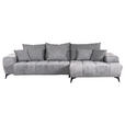 ECKSOFA Hellgrau Flachgewebe  - Hellgrau/Schwarz, KONVENTIONELL, Textil/Metall (300/205cm) - Carryhome