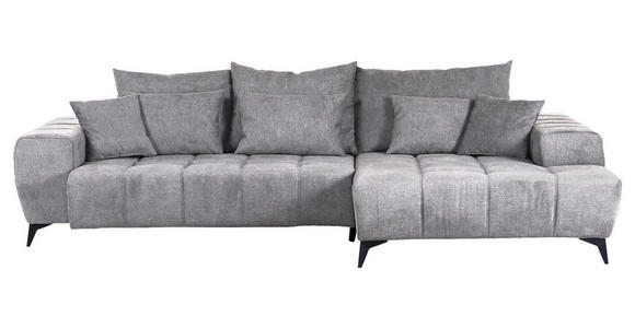 ECKSOFA Hellgrau Flachgewebe  - Hellgrau/Schwarz, KONVENTIONELL, Textil/Metall (300/205cm) - Carryhome