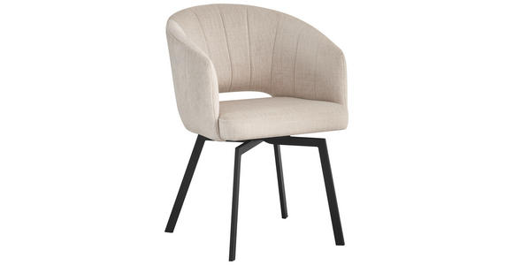 ARMLEHNSTUHL  inklusive Armlehnen, Sitzfläche 180° drehbar Webstoff  - Beige/Schwarz, Design, Textil/Metall (57/62,5/81cm) - Carryhome