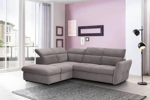 ECKSOFA in Velours Hellgrau  224/254 cm  - Hellgrau/Schwarz, Design, Kunststoff/Textil (224/254cm) - Stylife