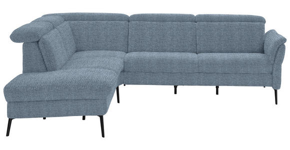 ECKSOFA in Struktur Hellblau 235/275 cm - Schwarz/Hellblau, MODERN, Textil/Metall (235/275cm) - Cantus