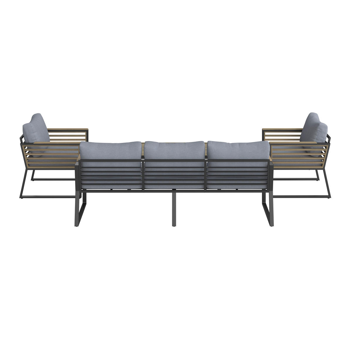 LOUNGEGARNITUR Teakholz Aluminium  - Schwarz, MODERN, Holz/Metall (203/74,5/85cm) - Ambia Garden