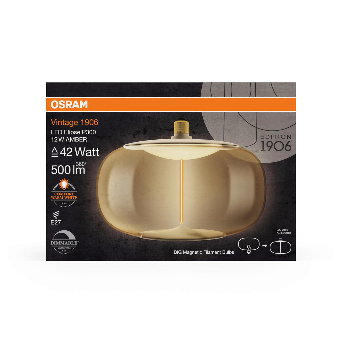 LED-LEUCHTMITTEL   E27 12 W 500 lm  - Bernsteinfarben, KONVENTIONELL, Kunststoff (30/21cm) - Osram