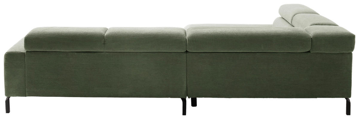 ECKSOFA inkl. Funktion in Cord Grün  - Schwarz/Grün, Modern, Textil/Metall (219/309cm) - Pure Home Lifestyle