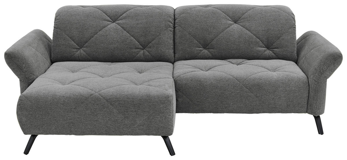 ECKSOFA  in Webstoff Anthrazit  173/262 cm  - Anthrazit/Schwarz, Design, Textil/Metall (173/262cm) - Moderano
