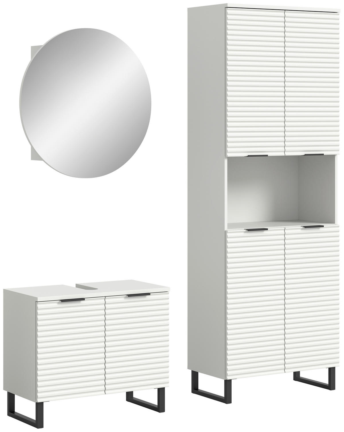 BADEZIMMER 3-teilig  in 140 cm  - Schwarz/Weiß, MODERN, Holzwerkstoff/Metall (140cm) - MID.YOU