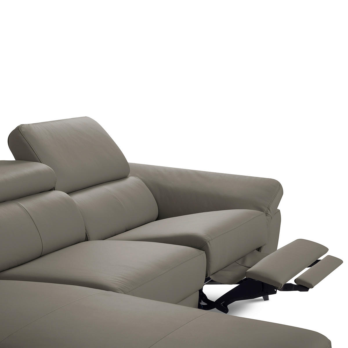 ECKSOFA SONO Schlammfarben Echtleder Lederlook Bettkasten, Armteilverstellung, Kopfteilverstellung  - Chromfarben/Schlammfarben, Design, Leder/Textil (252/179cm) - Livetastic