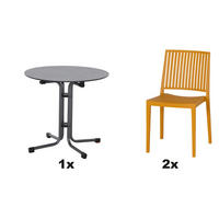 GARTENGARNITUR 3-teilig  - Anthrazit/Gelb, Basics, Holzwerkstoff/Kunststoff (80/80/80cm) - Siena Garden