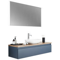 BADEZIMMER 3-teilig  in 120,8 cm  - Blau/Eichefarben, KONVENTIONELL, Holzwerkstoff/Stein (120,8cm) - b-collection
