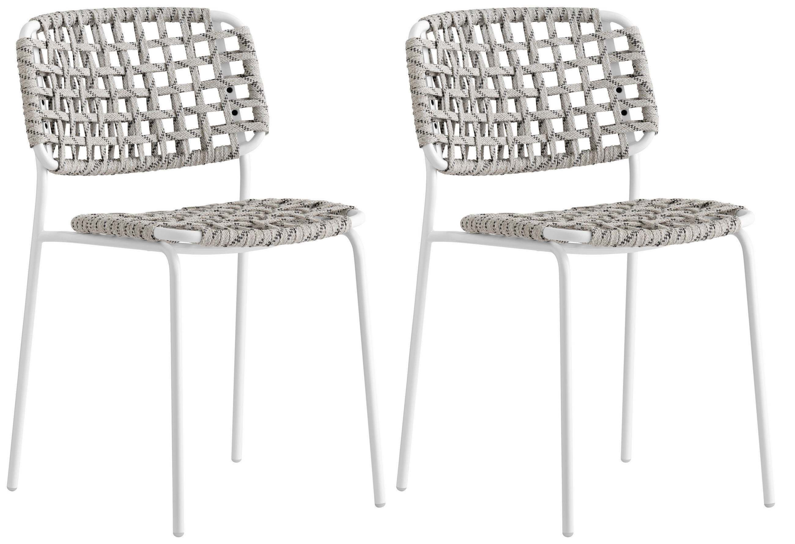 GARTENSTUHL-SET Weiß, Sandfarben  - Sandfarben/Weiß, Design, Textil/Metall (47/81/55,5cm) - Connubia 