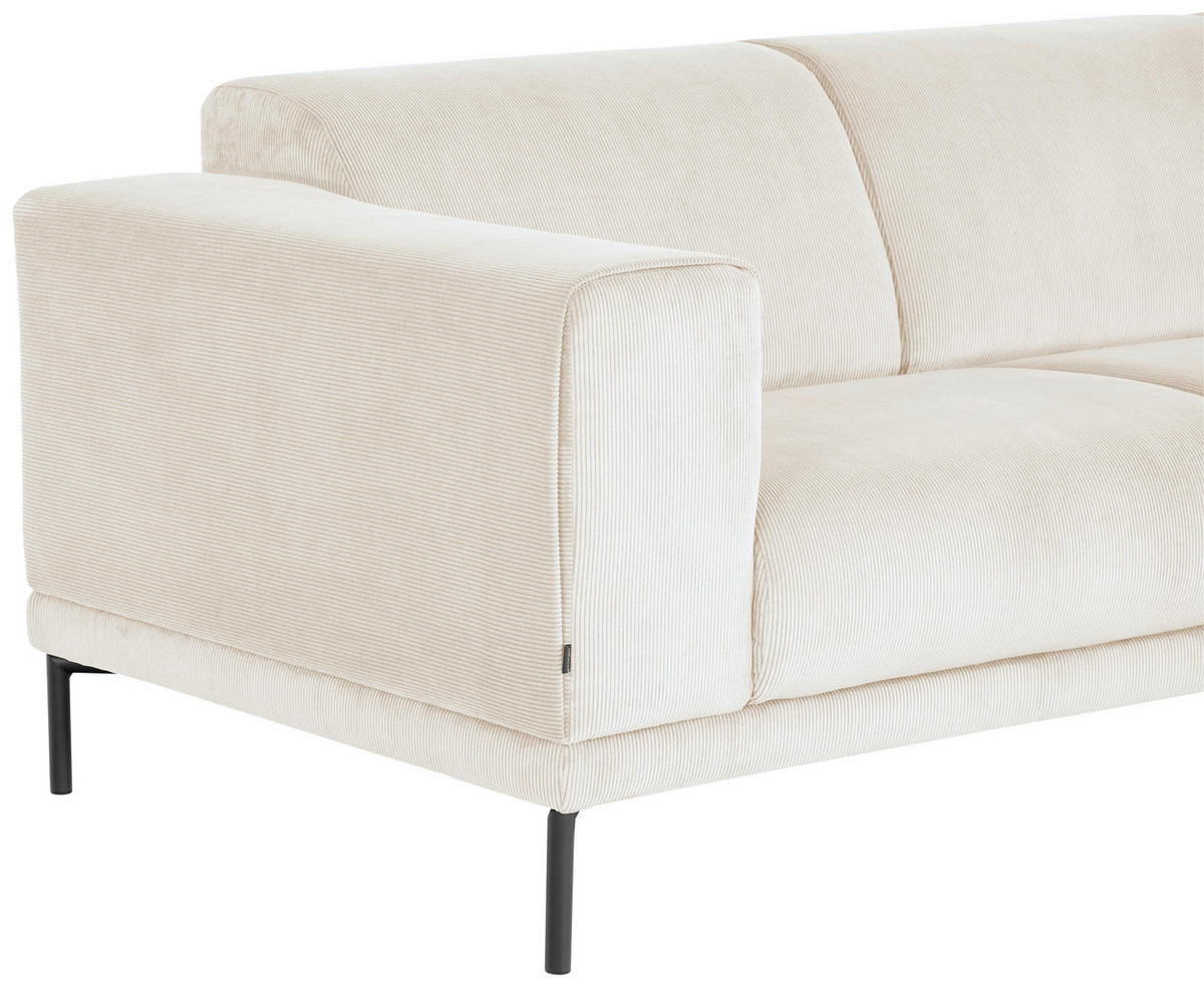 ECKSOFA ERNO Beige Cord  - Beige/Schwarz, Design, Textil/Metall (262/183cm) - MID.YOU