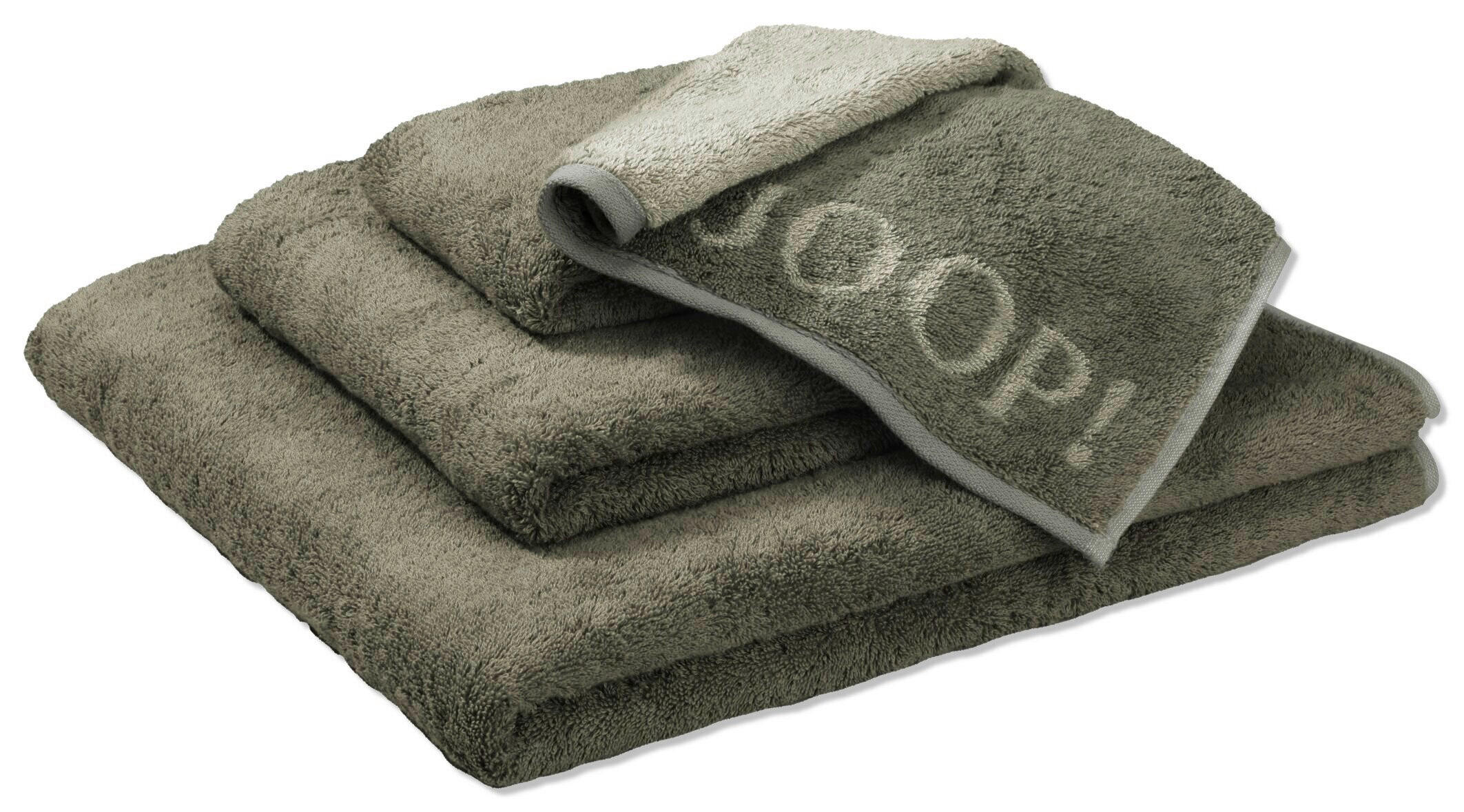 Thumbnail - Joop! Handtuch Contour Doubleface, Hellgrau, Dunkelgrau, Olivgrün, Textil, Uni, 50x100 cm, Oeko-Tex® Standard 100, Aufhä...