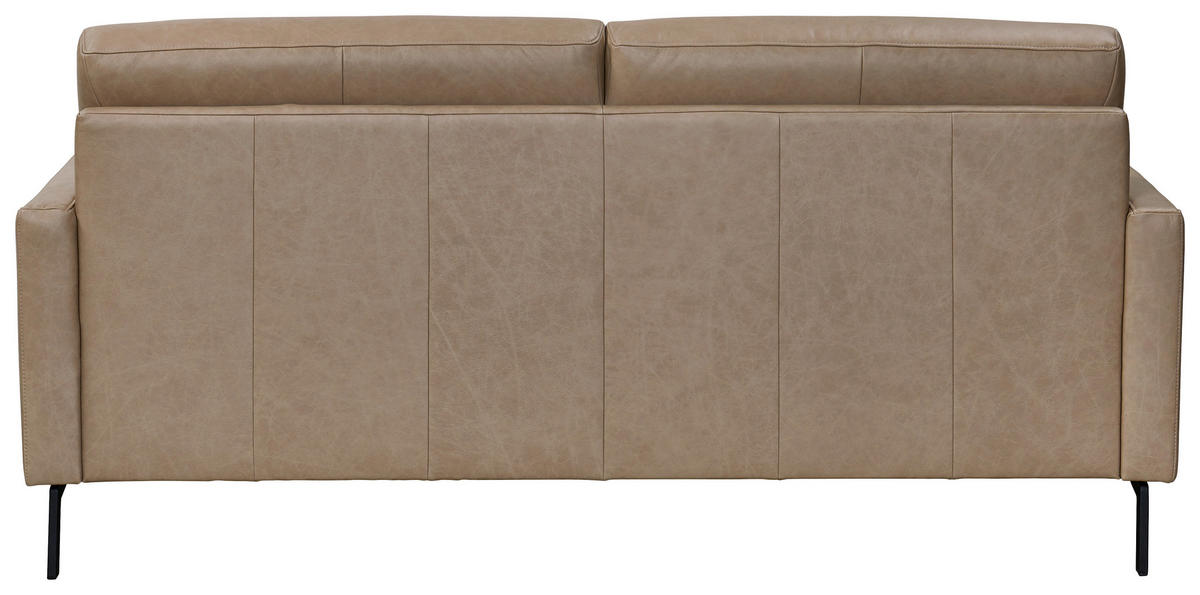 2-SITZER-SOFA Taupe Echtleder  - Taupe/Schwarz, KONVENTIONELL, Leder/Metall (148/86/89cm) - Pure Home Comfort