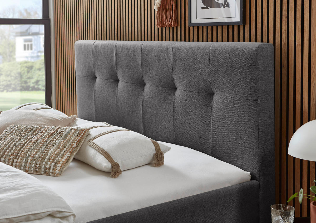POLSTERBETT 180/200 cm  in Anthrazit  - Eichefarben/Anthrazit, MODERN, Holz/Textil (180/200cm) - Livetastic